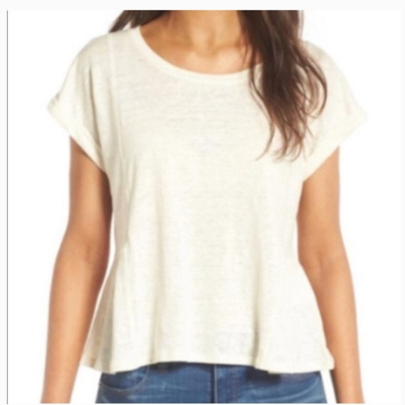 Madewell Tops - Madewell Linen Peplum Tee Size XS